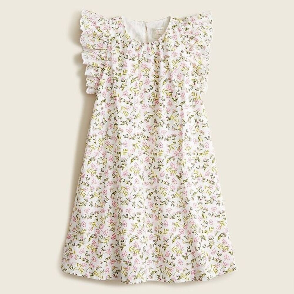 J.Crew Girls' eyelet-trim ruffle-sleeve dress in wisp floral